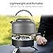 SOUUXIU 1.4L Camping Kettle with 450ml+250ml Cups Teapot Lightweight Outdoor Kettle for Boiling Water with Silicone Handle for Camping Hiking Backpacking