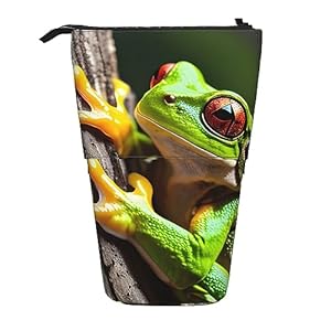 SDFHU Tree Frog Baby Print Pencil Telescopic Case Stationery Storage Bag Office, Standing Pencil Versatility