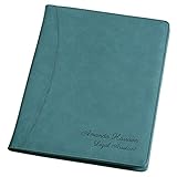 Personalization Universe Signature Series Personalized Full Pad Portfolio - Custom Faux Leather with Notepad, Business Card Slots, and Pen Loop - Ideal for Business, Personal Use, Padfolio