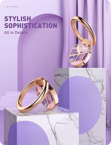 i-Blason スマホリング 薄型 指輪型 貼り直し可能 スタンド機能 回転可能 強力固定 落下防止 おしゃれ 可愛い (紫)