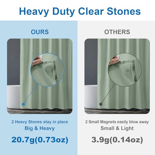 Image of Amazer Sage Green Shower Liner Cloth Waterproof, Soft Sage Green Shower Curtain Liner Fabric with Weighted Stones, Washable Shower Curtain and Liner 2-in-1, 12 Grommet Holes, 72 x 72 Inches