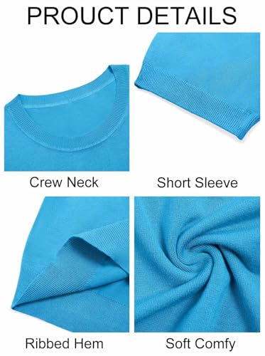 Image of Imily Bela Womens Summer Short Sleeve Sweater Dressy Casual Crew Neck Knit Tops Fashion Pullover Shirts