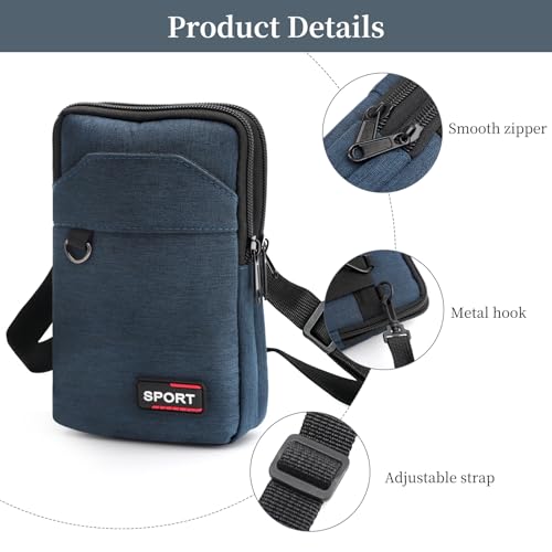KQDRAVINE 7-Zoll Handytasche Zum Umhängen 3-Lagen Taschen Handy Tasche Zum Umhängen, Herren Handtaschen kleine Umhängetasche Herren mit Abnehmbaren und Verstellbaren Schultergurten für Wandern Sport
