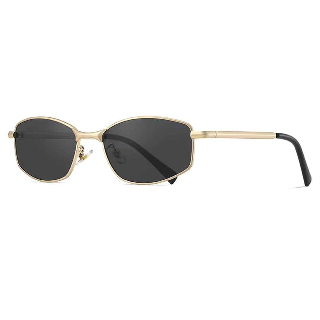 Gafas de sol de moda con montura metálica degradada, estilo ojo de gato, protección UV400 (gris dorado).
