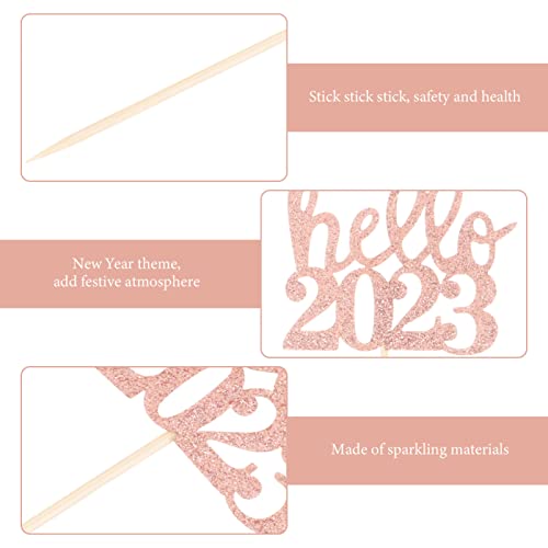 ABOOFAN Olá 2023 Topos de Bolo: Topo de Bolo Brilhante Ano Topo de Bolo Feliz Ano Feliz 2023 Picaret