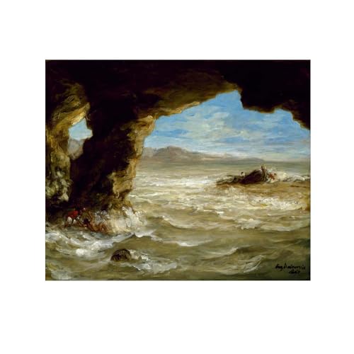 Impression sur toile Eugène Delacroix 75x90cm sans cadre pour décoration salon moderne