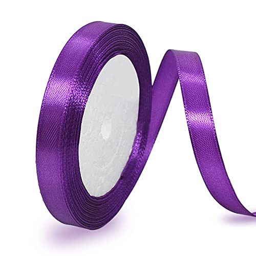 Cinta de raso morada de 10 mm, 22 metros, cinta decorativa ancha, cinta de tela para regalos de bodas, bautizos y cumpleaños Cover