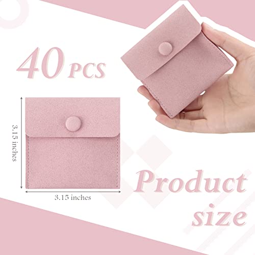 Bonuci Microfiber Jewelry Pouch 8x8cm, Jewelry Packaging Bag Luxury Small Gift Bags Package Snap Button with Divider Microfiber Bag for Bracelet Necklace Packaging