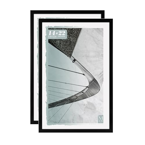 Image of MCS Foundation 14x22 Poster Frame Traditional Black, Vertical & Horizontal Wall Hanging Large Picture Frame for Photos, Posters & Art Prints (2-Pack)