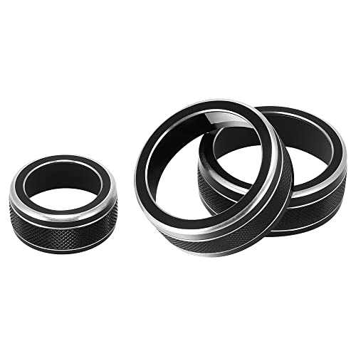 X AUTOHAUX 3pcs Aluminum Alloy AC Climate Control Ring Knob Ring Trim Cover for Subaru Forester Impreza Crosstrek 2019-2021 Black Air Conditioner Switch Decor