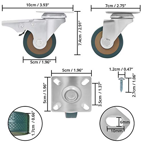 Kurtzy Set da 8 Ruote per Mobili con Rotelle