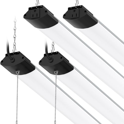 Image of Barrina BS168 168W 8FT LED Shop Lights, 16800LM, 5000K, High Output, Linkable, LED Shop Light for Garage, Workshop, Warehouse, Hanging or Ceiling Mount with Pull Chain Switch, 4 Packs