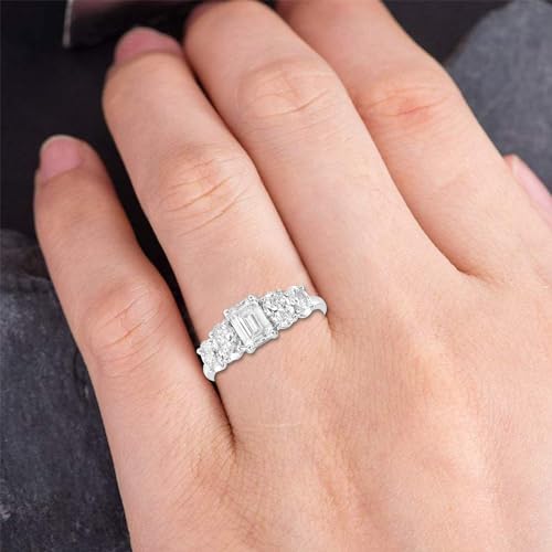 DEWBERRY IGI Certified 2.5 Cttw Lab Grown Diamond Five Stone Engagement Ring | 925 Silver Women Prong Set Diamond Ring Jewelry Gifts for Anniversary 14K Yellow or White Gold Plated (VS/F-G) Size 4-104