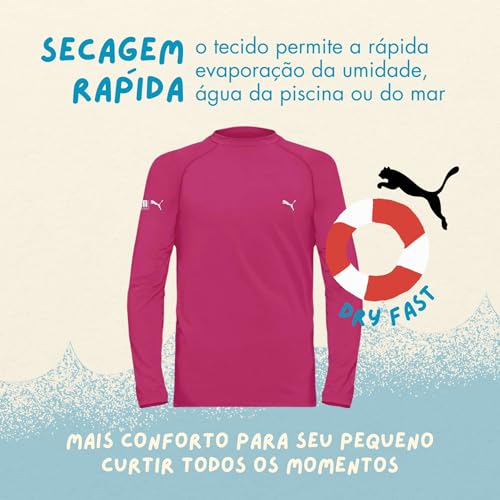 PUMA INFANTIL Camiseta Criança Térmica Segunda Pele Proteção FPS50 Confortável Kids, Pink, 16