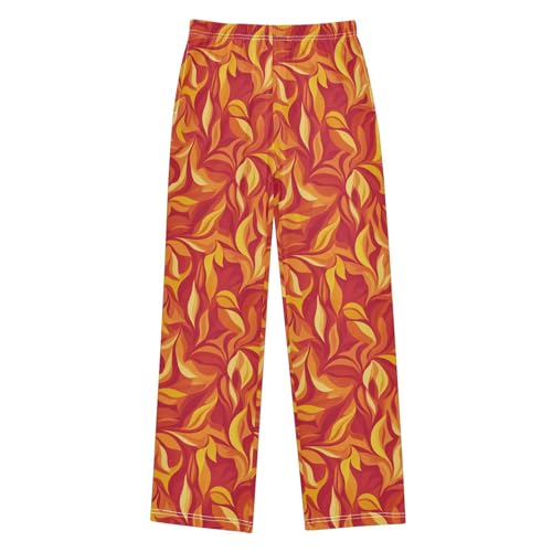Boys' Pants Yellow Orange Blaze Flame Long Bottoms Jogger Pants Elastic Waist Trousers with Pockets S-XL