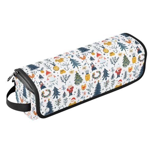 Bolsa de viaje para herramientas de cabello Christmas Doodles Marmol Blanco, tapete resistente al calor para planchas, rizadores, cepillos y secadores. Organizador portátil. miniatura 1