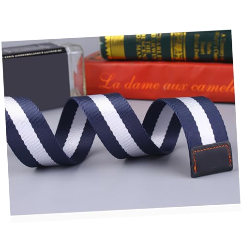 BESTonZON Nylon Belt with Adjustable Metal Buckle Waist Belt for Outdoor Work Casual and Business Pants Blue and White2