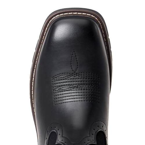 Image of Julyrose Men's Cowboy Boots - Western Boots Square Toe,Slip Resistant,Retro Embroidered Design,Slip on Chunky Heel Country Boot