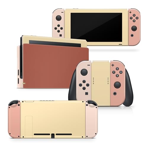 Image of Tacky Design Solid Color Skin Compatible with Nintendo Switch Skin Wrap Cover, Brown Colorwave Blocking for Nintendo Switch Stickers, Premium Vinyl 3M Full Wrap Decal.