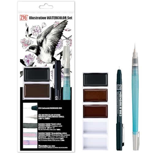 Kuretake ZIG INKTOBER Wasserfarben-Kunstwerk spezielles Set (7-teiliges Set für Inktober 2025)