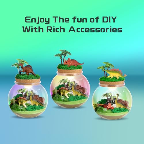 kiddgroo Dinosaur Light-Up Terrarium Kit for Kids- Birthday Gifts for Boys Ages 4 5 6 7 8-12 Year Old- Dinosaur Toys for Boys with Multicolor LED Light & Remote by kiddgroo - Used condition - Image 3