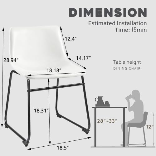 Image of Waleaf Dining Chairs Set of 2, 18 inch Faux Leather Counter Height Bar Stools