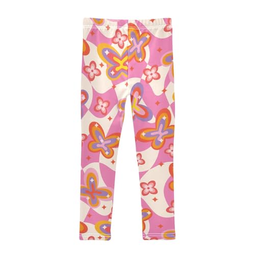 Butterfly Pattern Girls Leggings,Workout Leggings for Girls Toddler Athletic Leggings Size for 3-10T2