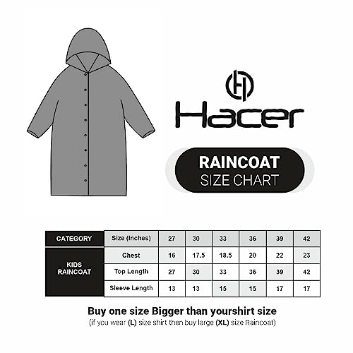 Image of HACER Aqua Raincoat for 3 to 4 Years Old Kids Children Water Resistant Rainsuit Adjustable Hood Drawstring Hem Rainwear with Side Pockets (27, Random Colour)