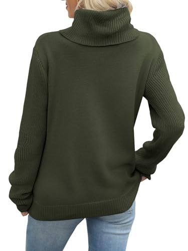 Womens Cable Knit Turtleneck Sweaters 2025 Winter Warm Long Sleeve Pullover Casual Tops2