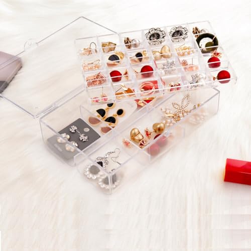 Cloudzy Acrylic Jewellery Box Organiser Storage Case Necklace Display Holders Portable 2 Layer Transparant (Multi Color) (1)