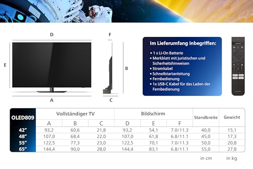 Philips Ambilight 65OLED809 4K OLED Smart TV - 65-Zoll Display mit P5 AI Perfect Picture, Ultra HD Google TV, Dolby Vision und Dolby Atmos Sound - Funktioniert mit Alexa und Google Sprachassistent – Bild 5