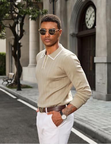 COOFANDY Mens Polo Sweaters Lightweight Casual Knit Dress Pullover Sweater — view 4