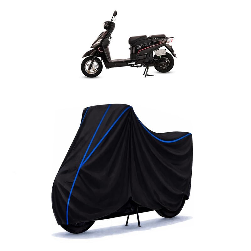 Image of Scooty Cover Water Resistant for NYX | Universal Scooter & Bike Cover | Heavy Duty UV Protection | Dust, Rain & Scratch Protection | Elastic Fit All Weather Indoor Outdoor | Black with Blue Piping