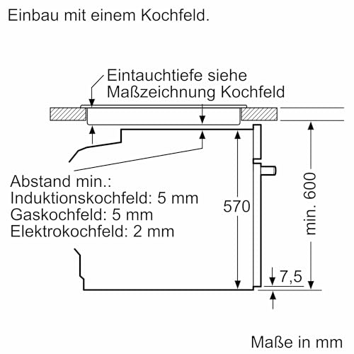 Bosch HBA571BB4 Serie 2 Einbau-Backofen, 60 x 60 cm, 71 Liter Garraum, Pyrolyse-Selbstreinigung, AutoPilot 10 Programme, 3D-Heißluft, LED Touch Control, Schwarz