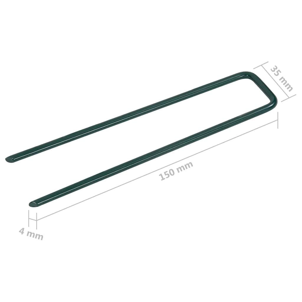 100 picchetti a forma di U per prato artificiale, 150 x 35 x 4 mm, chiodi di fissaggio in ferro per tessuto non tessuto da giardino, chiodi per il fissaggio di tappeto erboso, telo erbacce e pellicola