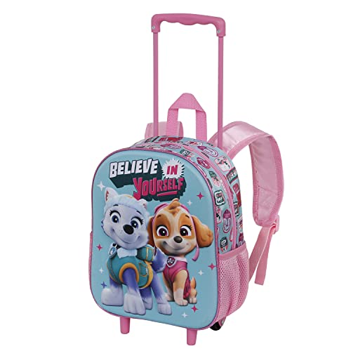 La Pat' Patrouille Believe-Sac à dos 3D à Roulettes Petit, Multicolore