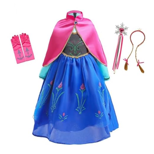 Lito Angels Vestido de Princesa Anna con Capa y AccesoriosDisfraz Reino del Hielo para Niñas Pequeñas Talla 5-6 años