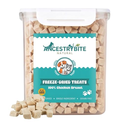 Freeze Dried Chicken Treats for Dogs & Cats (500g / 1.1lb) 100% Chicken Breast Single Ingredient High Protein Grain-Free Natural Training Treats No Additives