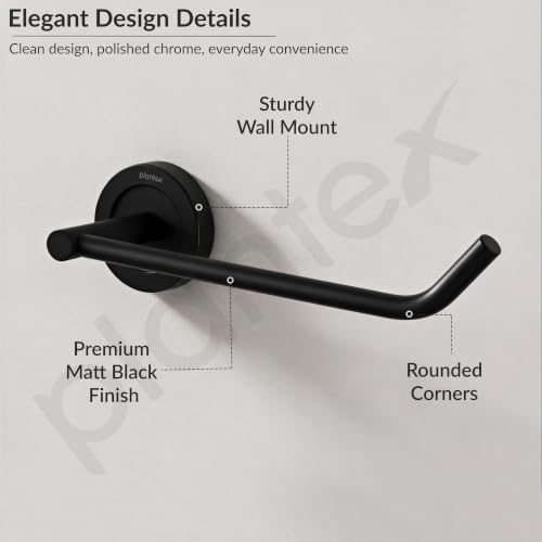 Image of Plantex Stainless Steel Black Powder Coating Bathroom Toilet Paper Holder /Toilet Tissue Holder for Washroom /Kitchen /Bathroom Accessories (Black)