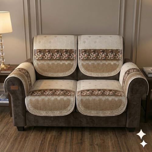 Premium Chair Sofa Cover Set with Armrest Covers Soft Fabric Flor...