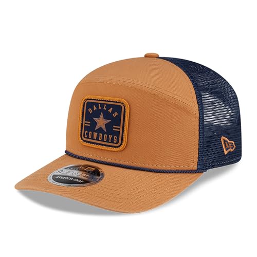 New Era Mens Brown/Navy Dallas Cowboys Team Patch Split Panel 9SEVENTY Adjustable Trucker Hat