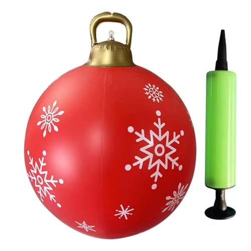 60cm Groß Weihnachtskugeln mit Pumpe, Aufblasbar Kugeln Weihnachtsdeko Weihnachten Ball, Wasserdicht Weihnachtskugel Weihnachtsbaum Deko, Geschenk für Kinder Party (I)
