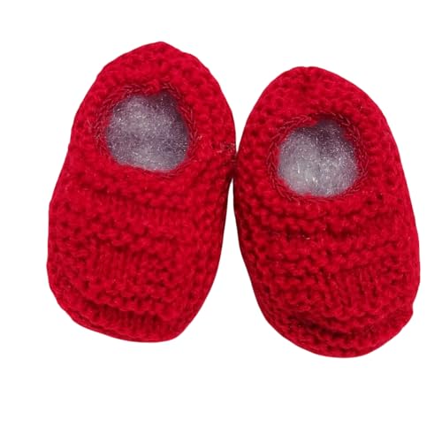 Sapatinho de Bebê de Tricô Vermelho - Recém Nascido - RN - 0 a 3 meses