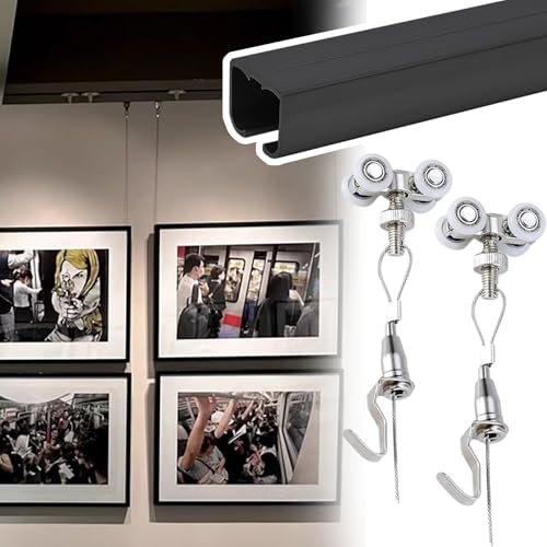 Riel de galería de fotos de acabado limpio con ganchos ajustables y poleas suaves 2