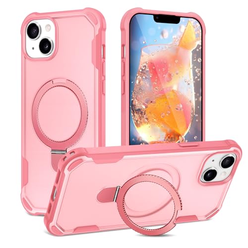Coque iPhone 14 avec anneau MagSafe Fingic antichoc or rose