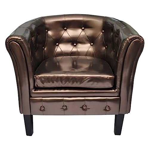 Runheo Clubsessel Braun Kunstleder, 69,5x62x71cm Loungesessel mit Holzrahmen, Komfortabler Polstersessel für Wohnzimmer, Büro, Schlafzimmer, Wartezimmer, Max. 110 kg Belastbarkeit