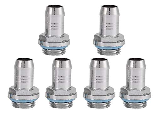 XUGENKN Wasserkühlungsarmatur, 6 Stück, Zweistufen-Armaturen, G1/4-Gewinde, für Wasserblöcke, Heizkörper, Wasserpumpen, Wasserkühlung, 11 mm Cover