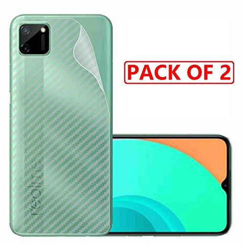 Image of Compatible with (Pack of 2) Oppo Realme C11 Back Screen Protective Film Carbon Fiber Skin Transparent Screen Guard Sticker