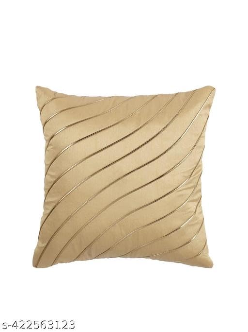 Image of Aesthetic Decorative Polyester Throw Pillow Cover for Sofa & Living Room | 16x16 Inches | Gold