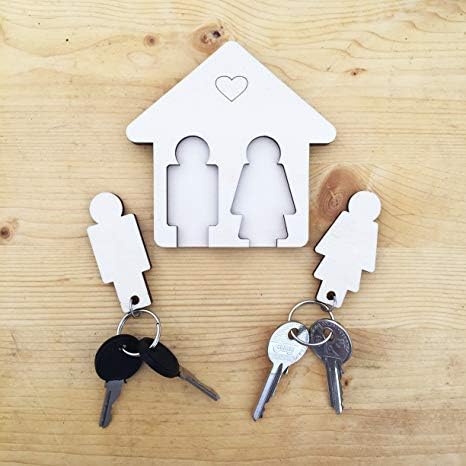 LAC Wooden Couples Key Holder | His and Hers Gifts for Couples Keychain | Valentines Gifts for Him Her House Warming Gifts New Home Keyring | Decorative Home Accessories Engagement Gifts Valentine Day